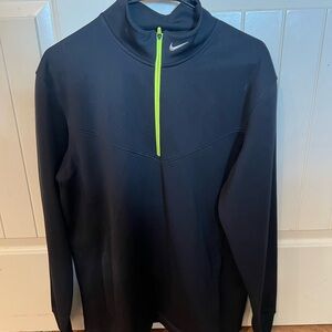 Nike Men's Black Jacket with Neon Zipper